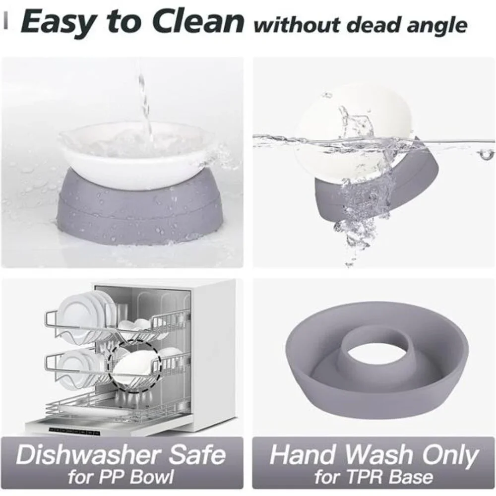Elevated Cat Food Bowl - Adjustable, Anti-Slip & Anti-Noise,Protects Pet's Spine